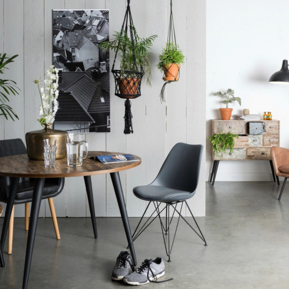 Stół jadalny 'Mo' Okrągły 110cm - Teak/Stal