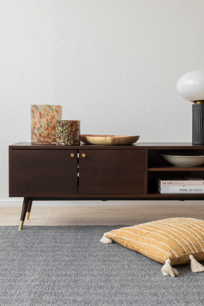 Szafka RTV 'Prime' - Orzech/Mosiądz