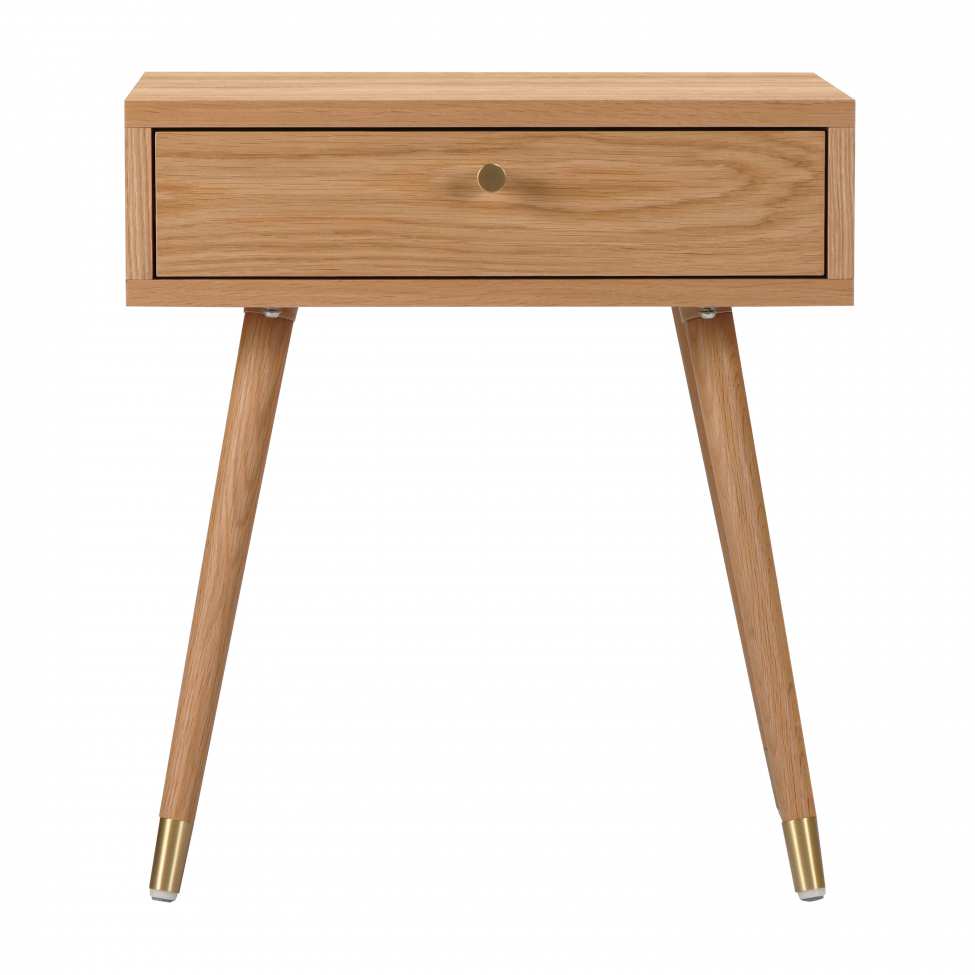 Stolik nocny 'Prime' - Dąb/Mosiądz