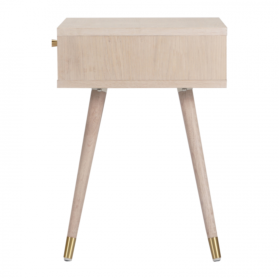 Stolik nocny 'Prime' - Biały dąb/Mosiądz