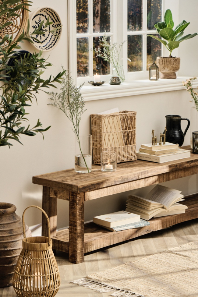 Ławka z półkami 'Unique' - Naturalny