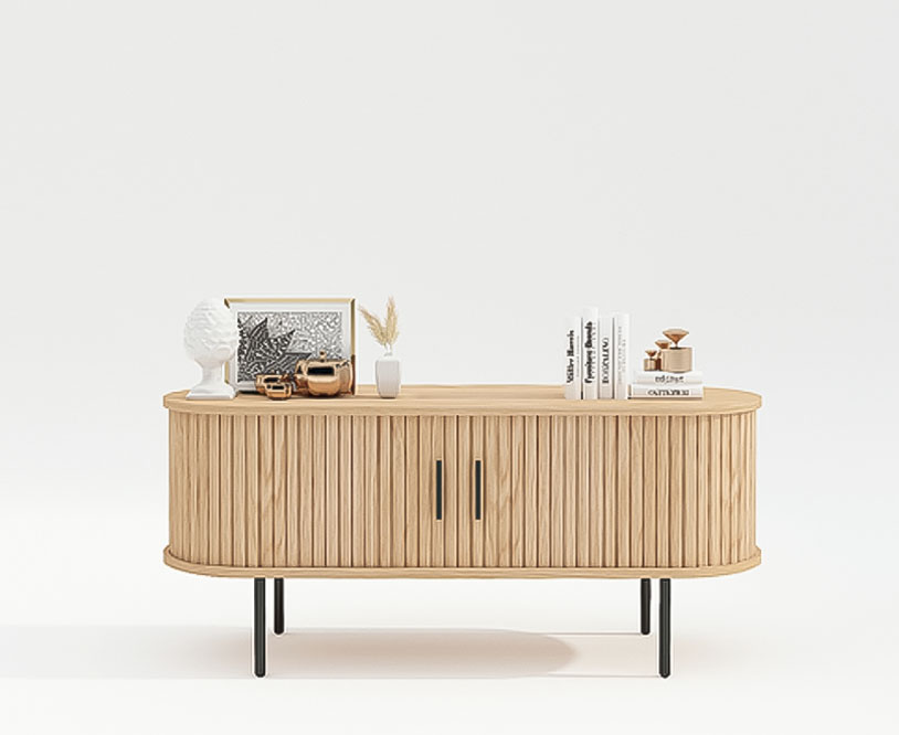 Stolik TV 'Holmvik' - Naturalny/Czarny