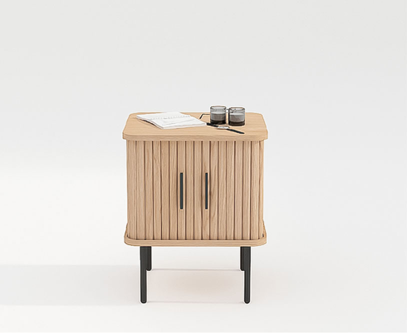 Stolik nocny 'Holmvik' - Naturalny/Czarny