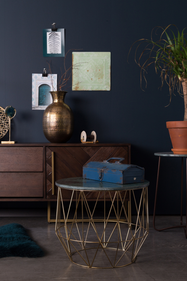 Stolik boczny 'Boss' - Zielony/Mosiądz