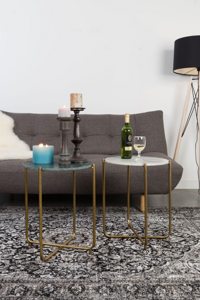 Stolik boczny 'Timpa' - Zielony marmur/Mosiądz