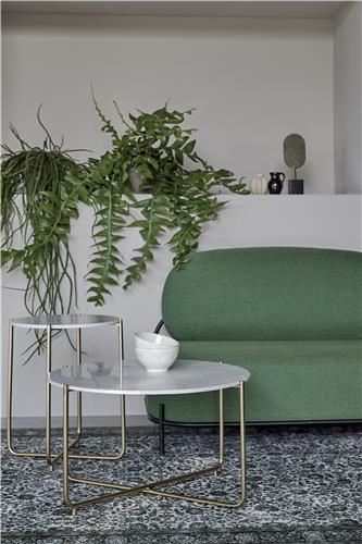 Stolik kawowy 'Timpa' Okrągły 70cm - Marmur/Złoty