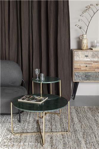 Stolik kawowy 'Timpa' Okrągły 70cm - Zielony marmur/Złoty