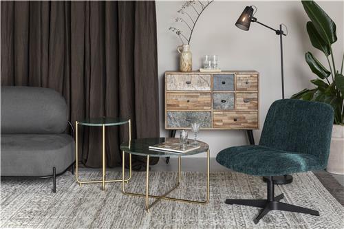 Stolik kawowy 'Timpa' Okrągły 70cm - Zielony marmur/Złoty