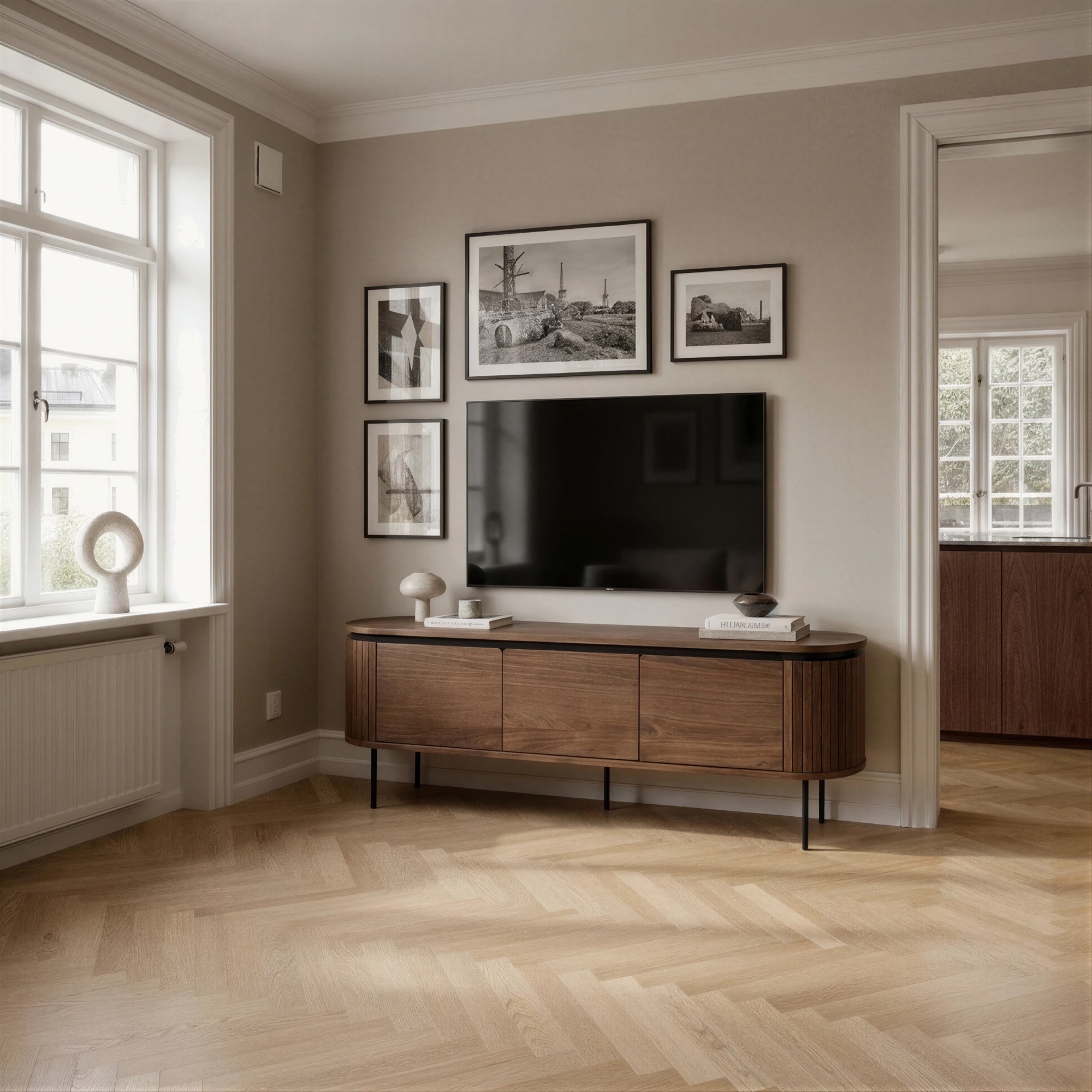 Stolik TV 'Kärra' 160x40cm - Orzech/Czarny