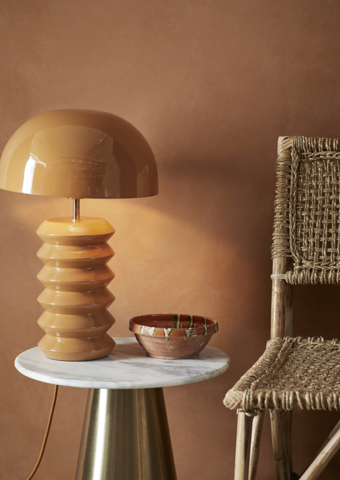 Stolik boczny 'Iron' Okrągły 40cm - Mosiądz/marmur