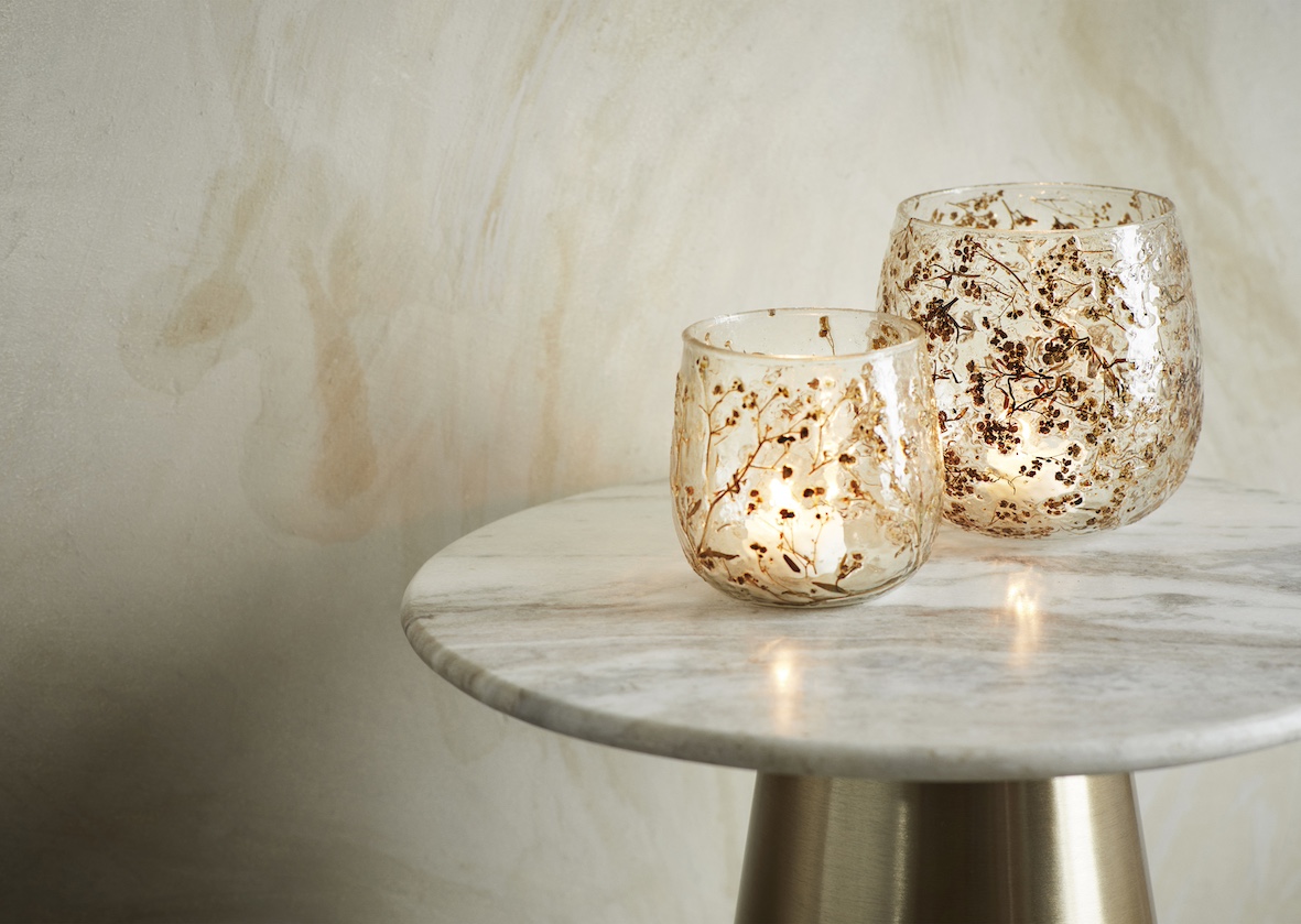 Stolik boczny 'Iron' Okrągły 40cm - Mosiądz/marmur