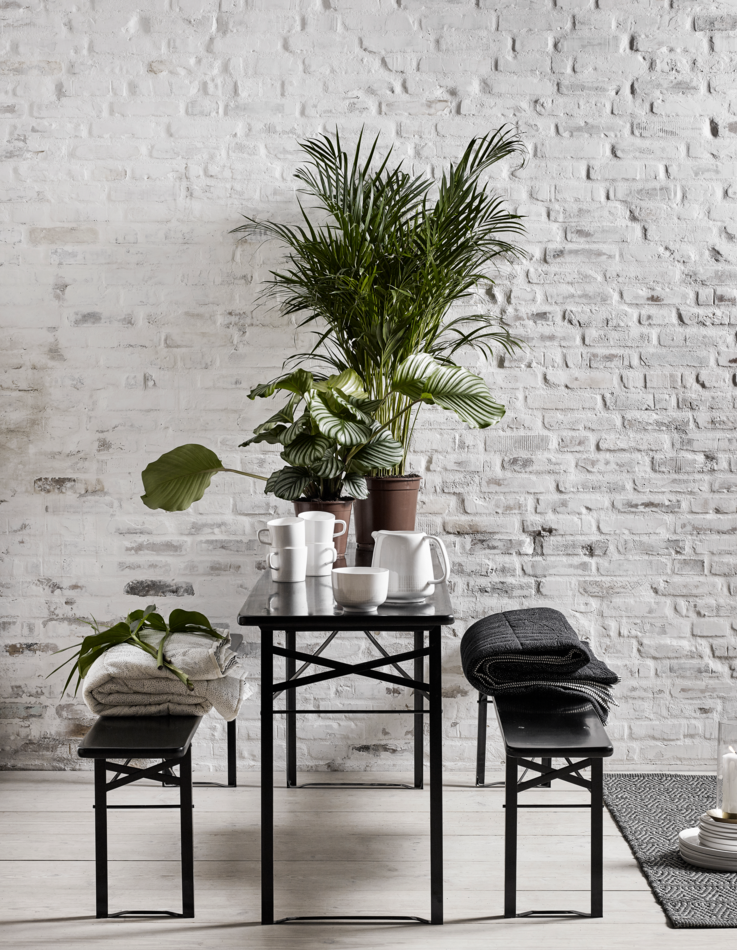 Stół i ławki 'Garden' 160x60cm - Czarne