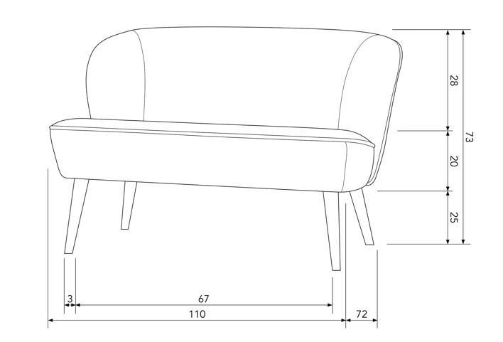 Sofa 'Sara' - Kość słoniowa/Samet