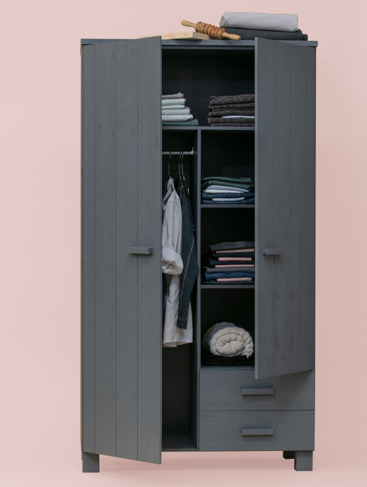 Szafa 'Dennis' z szufladami - Szary stalowy