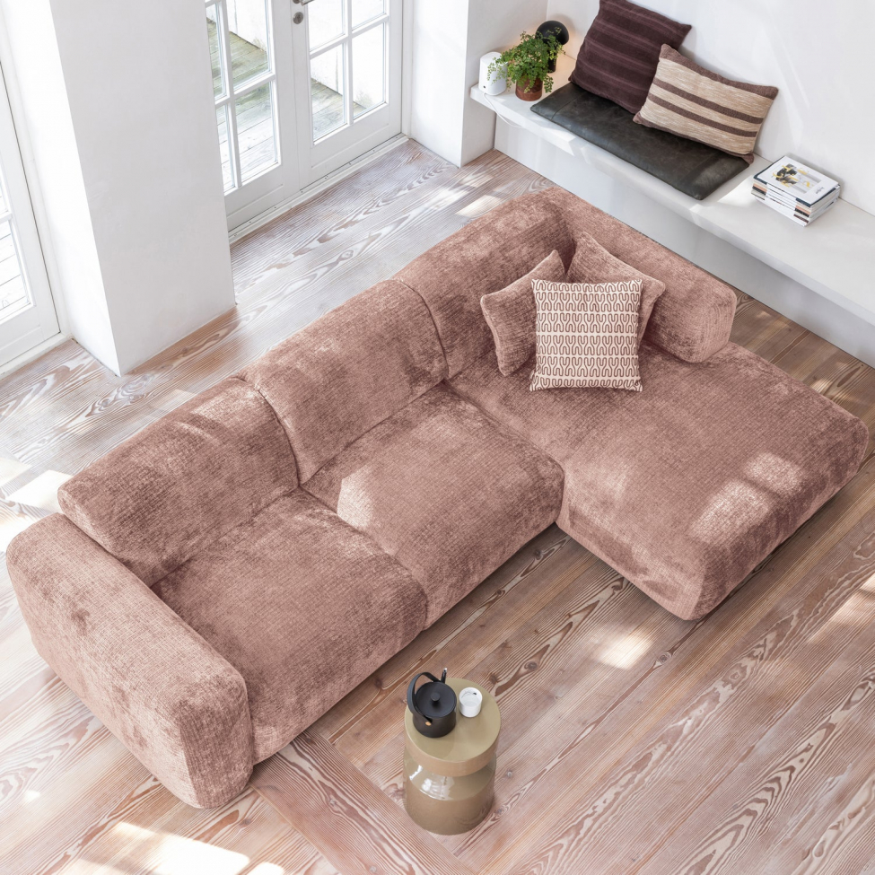 Sofa 'Cloud' 3-osobowa z chaise longue lewa - Brązowo-różowa