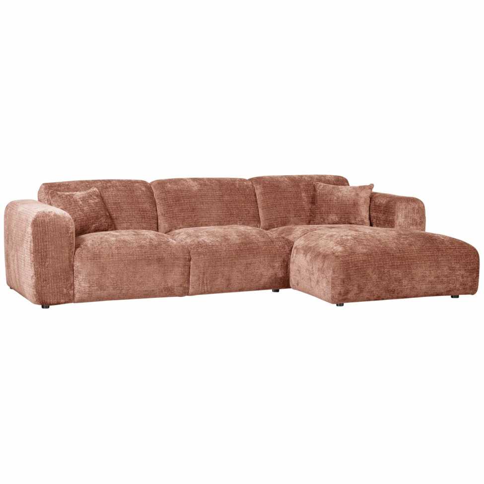 Sofa 'Cloud' 3-osobowa z chaise longue prawa - Różowo/brązowa