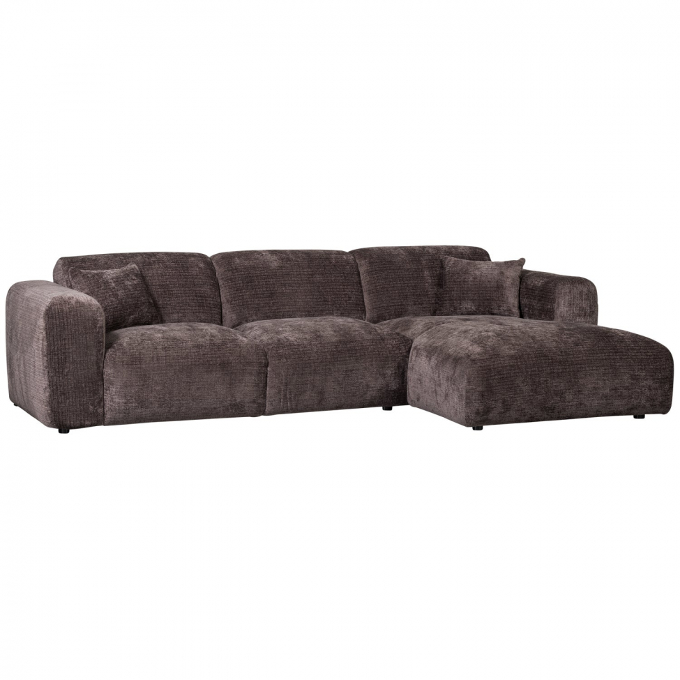 Sofa 'Cloud' 3-osobowa z chaise longue po prawej - Ciemnobrązowa