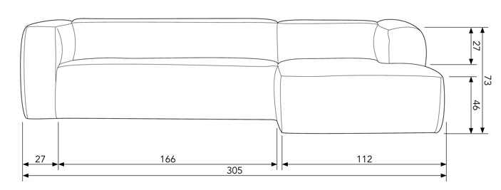 Sofa 'Bean' 4-osobowa - Jasnoszara