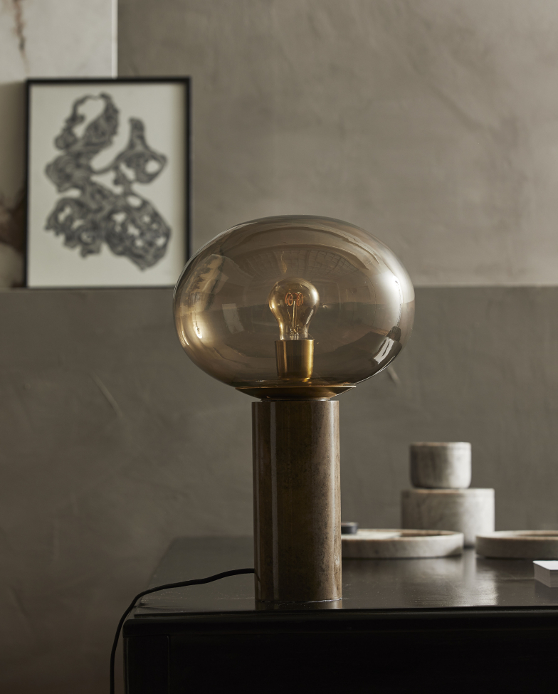 Lampa stołowa 'Bes' - Smoked/Mosiądz