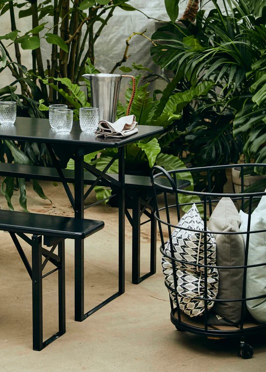 Kosz stalowy na kółkach - Czarny