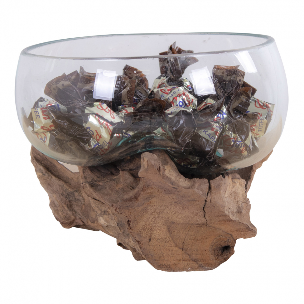 Dekoracja 'Waterdrop' 15x15cm - Drewno/Szkło