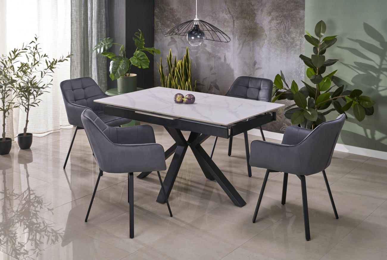 Stół jadalny 'Platan' 140-180cm - Biały/czarny