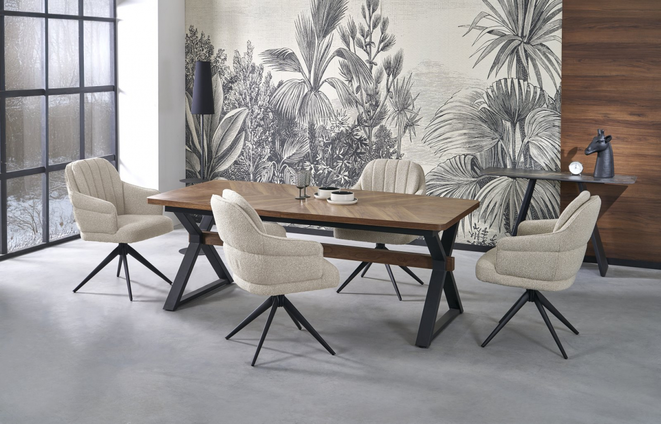 Stół jadalny 'Baron' 200-350cm - Naturalny/czarny