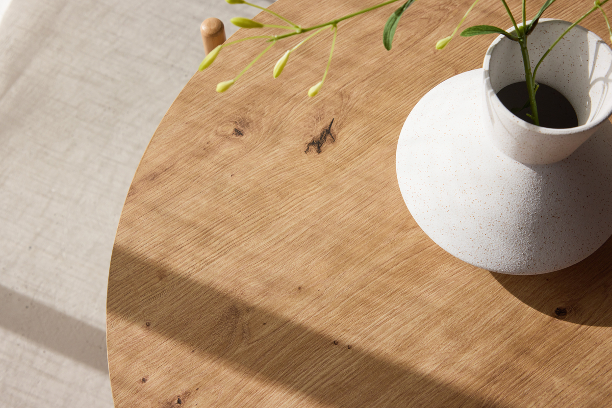 Stolik kawowy 'Runvik' Okrągły 80cm - Naturalny