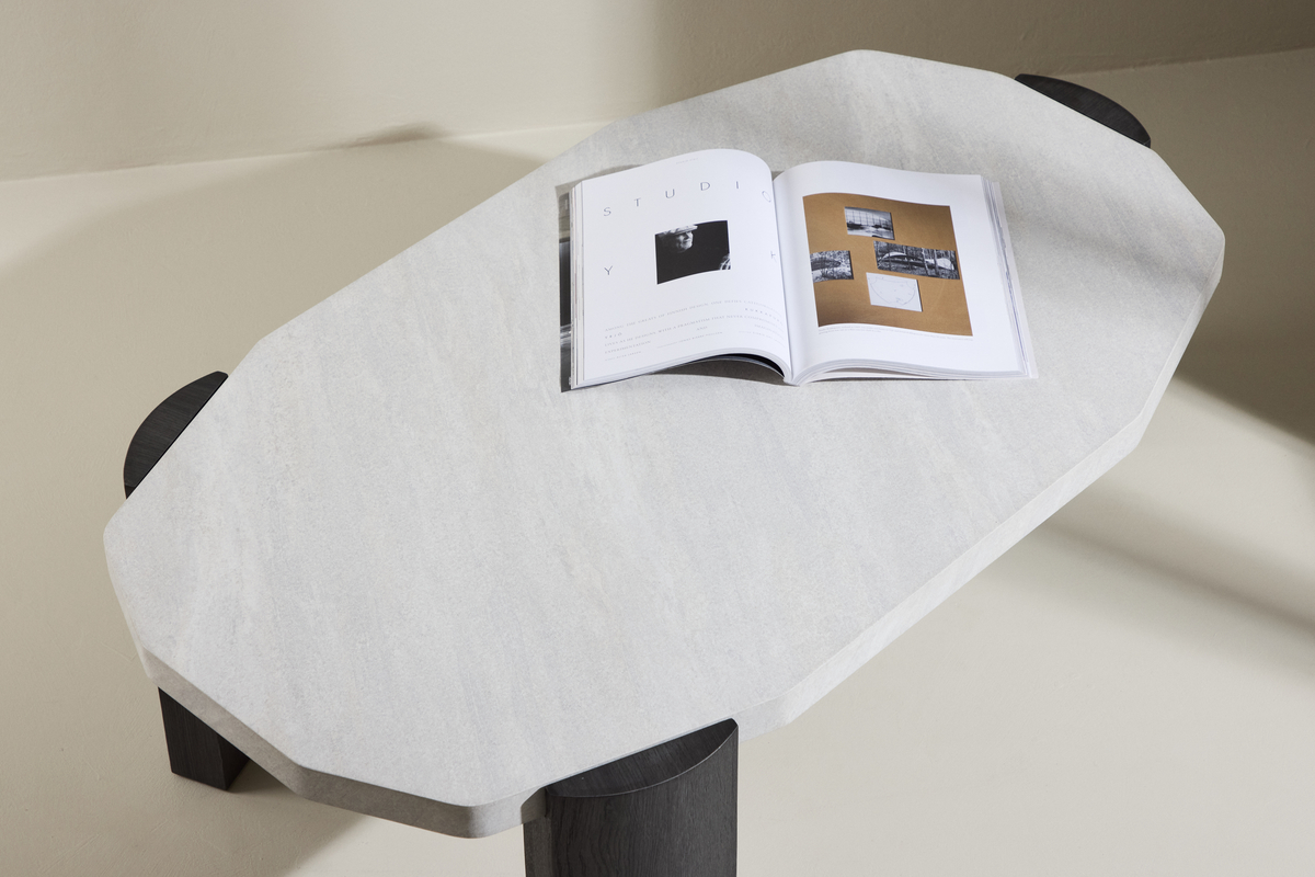 Stolik kawowy 'Kres' 125x71cm - Beżowy/Czarny