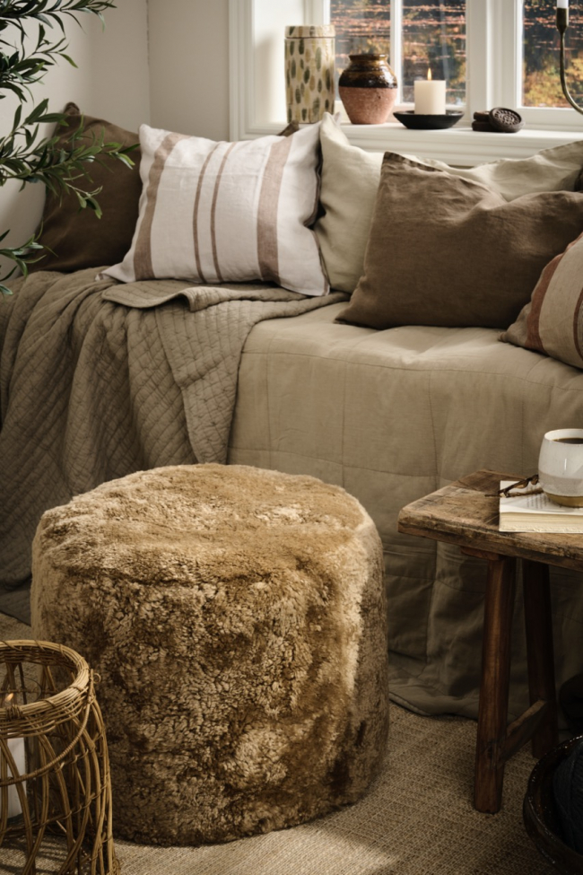 Pufa 'Lamb fur' - Brązowy