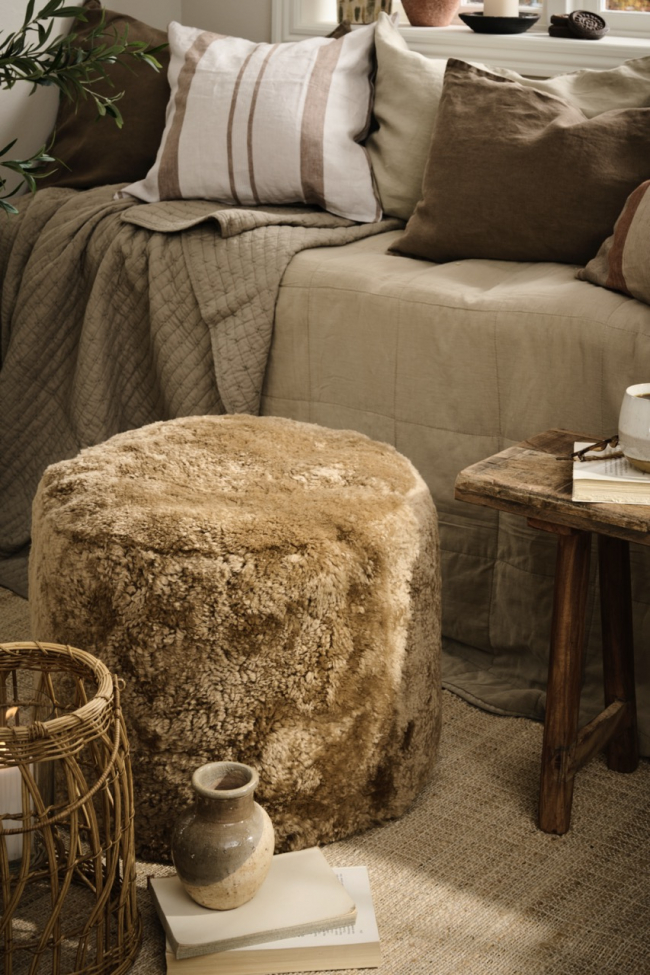 Pufa 'Lamb fur' - Brązowy