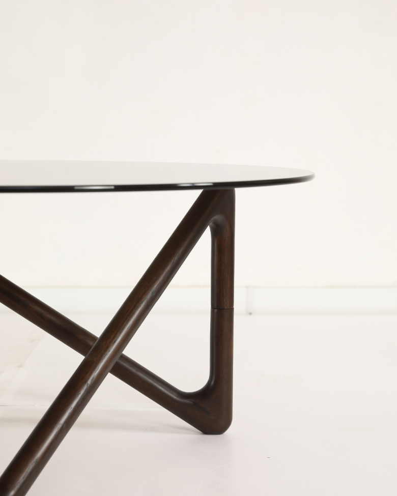 Stolik kawowy 'Modica' Ø80 – Orzech/Szkło