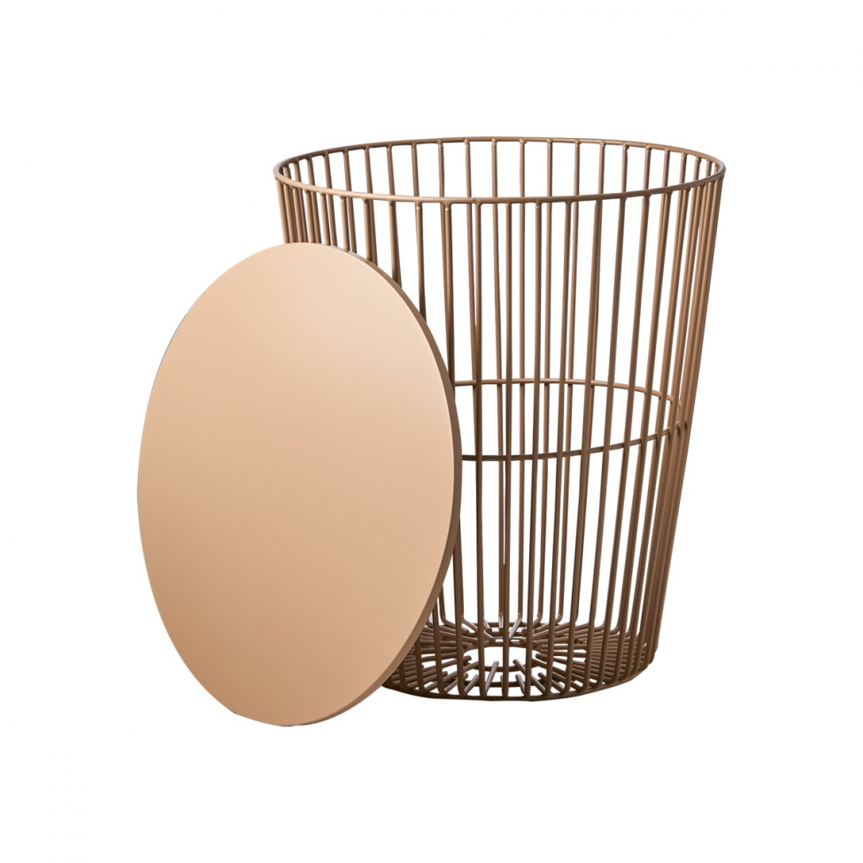 Stolik kawowy/kosz 'Marstrand' okrągły 40cm - Brzoskwiniowy