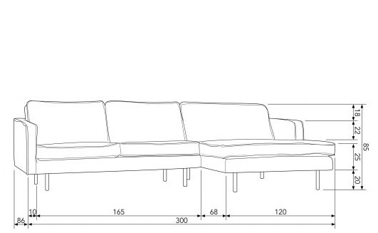 Sofa 'Rodeo' - Khaki - Prawa