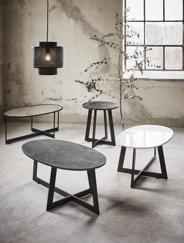 Stolik kawowy 'Milan' 90x50cm - Czarny/szkło