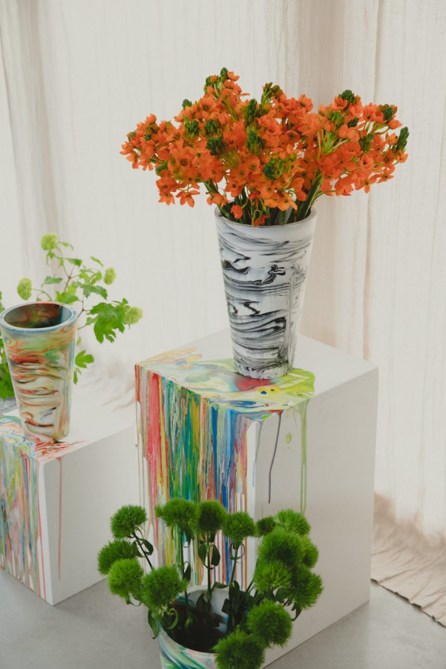 Wazon 'Conic' - Czarny/Biały M