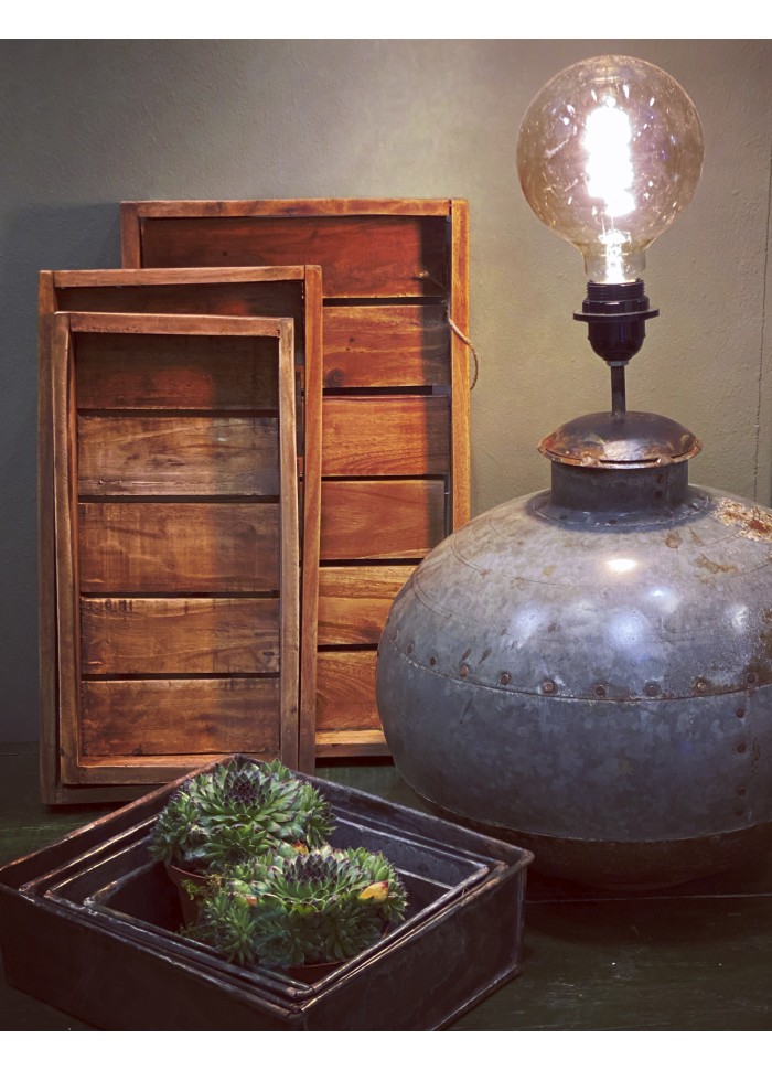 Zestaw 3 drewnianych tacek 'Recycled' - Drewno