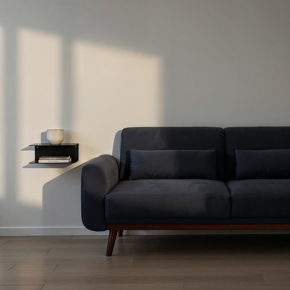 Zestaw 2 p&oacute;łek ściennych 'Joliet' - Czarny