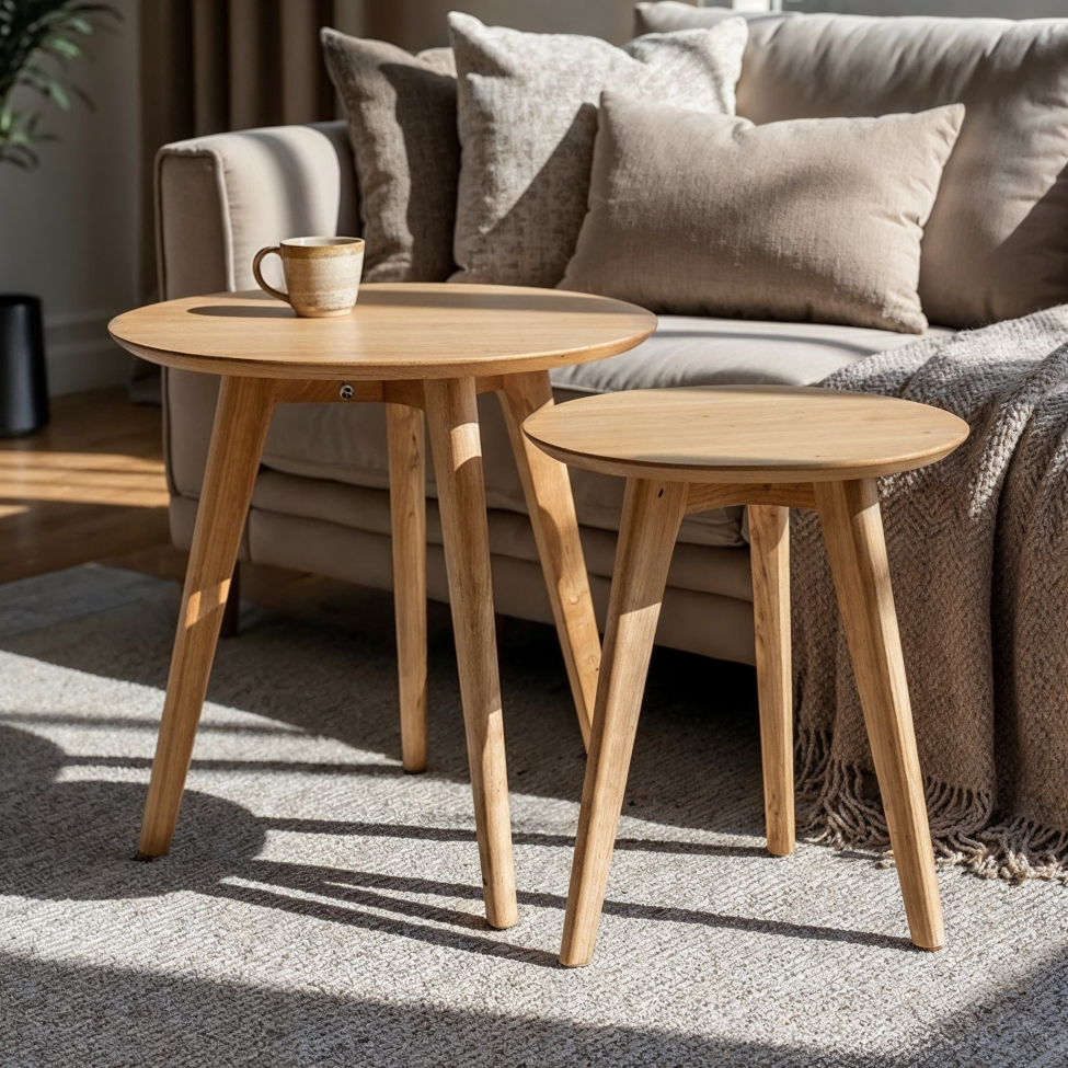 Stolik kawowy Okrągły 'Nagano' 2 części - Dąb