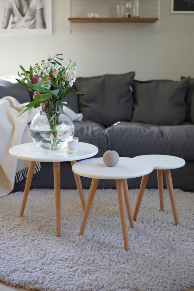 Stolik kawowy 'Dalby' 3 części - Biały