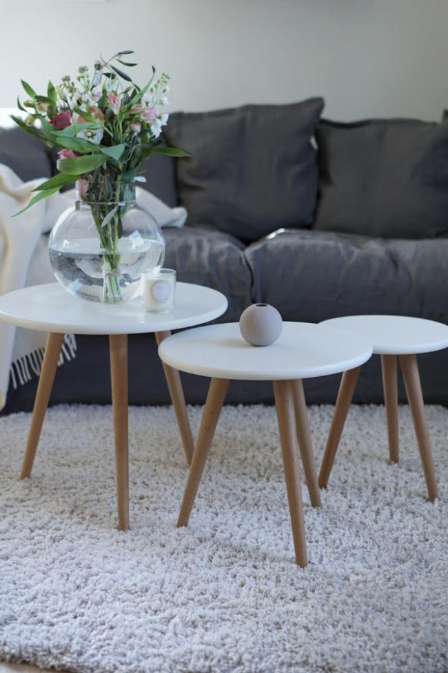 Stolik kawowy 'Dalby' 3 części - Biały