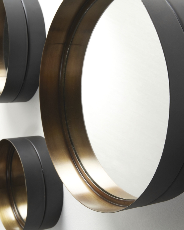 Lustro 'Wilson' - Czarny/Mosiądz
