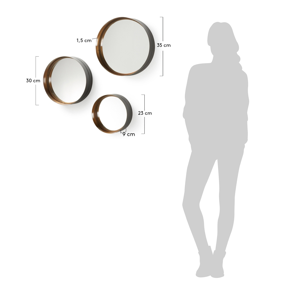 Lustro 'Wilson' - Czarny/Mosiądz