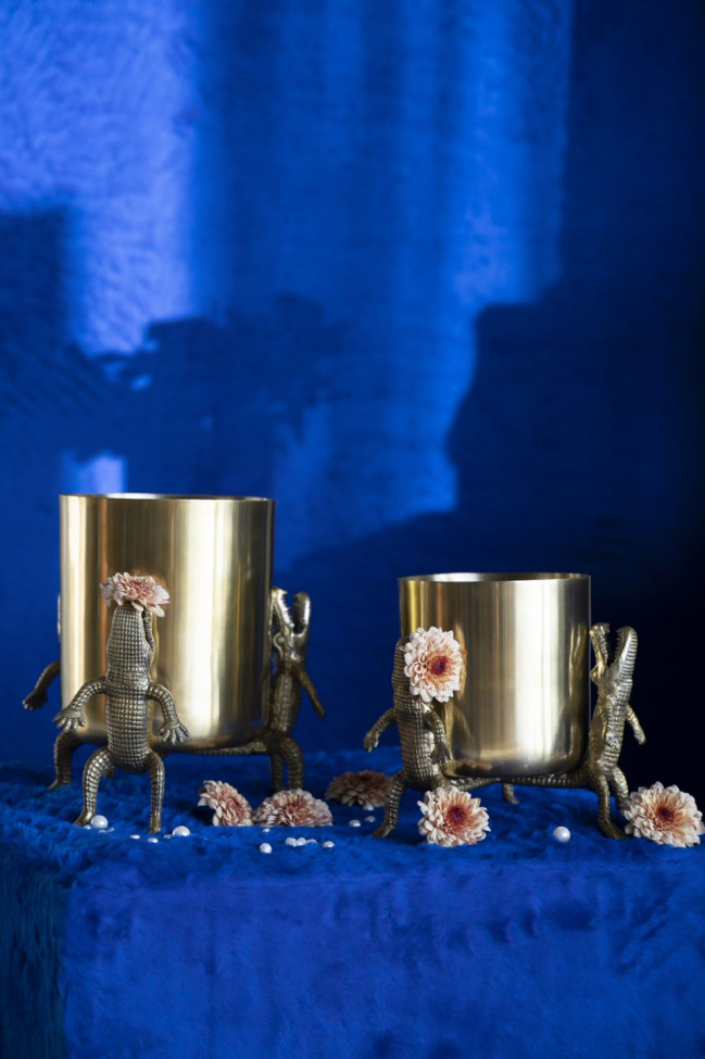 Wazon 'Crocodile' L - Mosiądz