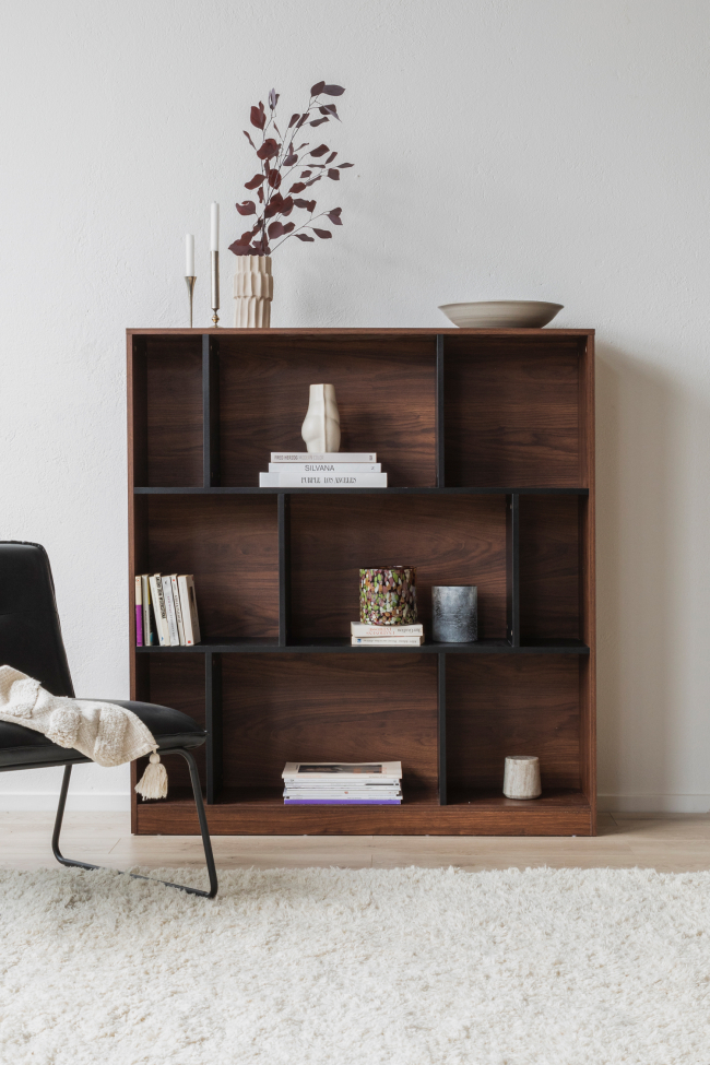 Regał 'Colin' 118x129 - Orzech/Czarny