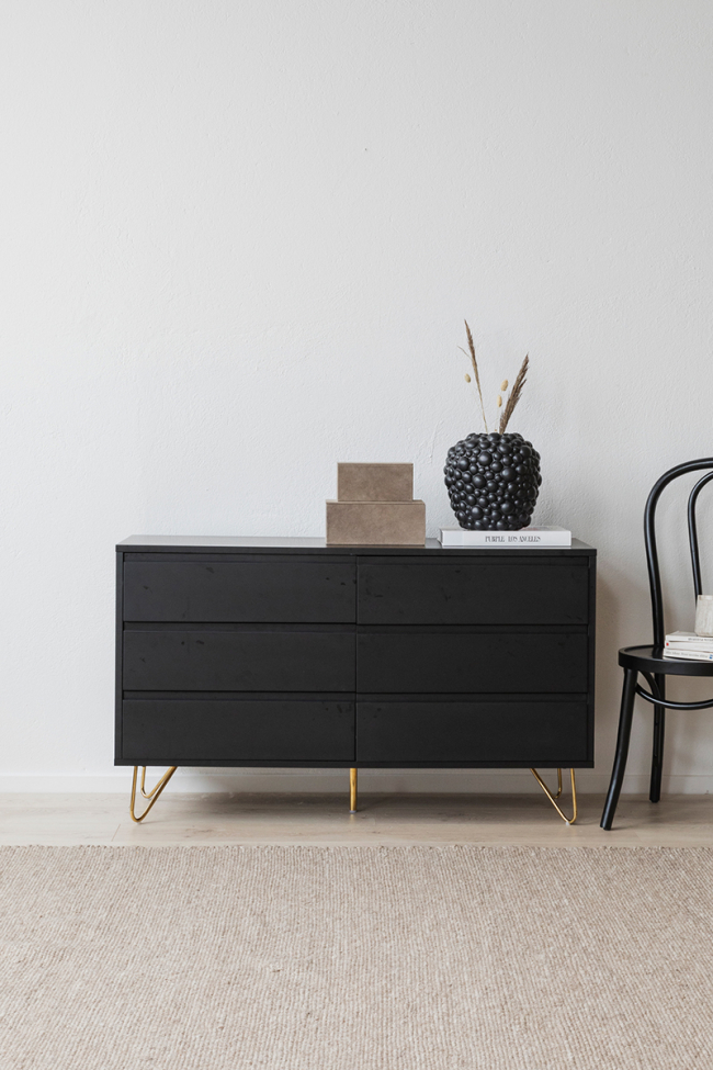 Komoda 'Elle' 120x70 - Czarny/Mosiądz