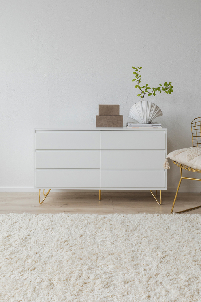 Komoda 'Elle' 120x70 - Biała/Mosiądz