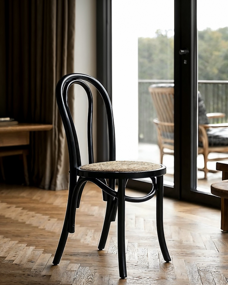 Krzesło 'Bistro' - Wicker/Czarna