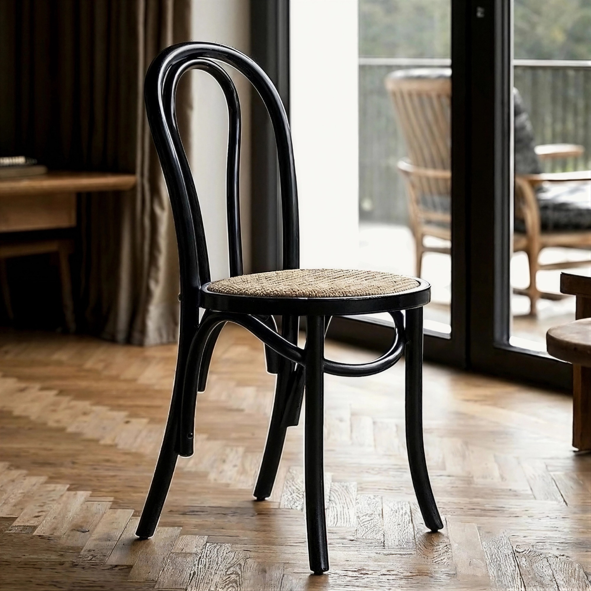 Krzesło 'Bistro' - Wicker/Czarna