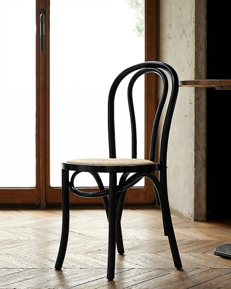 Krzesło 'Bistro' - Wicker/Czarna